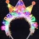 DRESBE Light Up Birthday Headband LED Crown Headbands Birthday Party Favors Hair Accessories for Women (Blue-colorful Light)