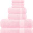 GLAMBURG Ultra Soft 8-Piece Towel Set - 100% Pure Ringspun Cotton, Contains 2 Oversized Bath Towels 27x54, 2 Hand Towels 16x28, 4 Wash Cloths 13x13 - Ideal for Everyday use, Hotel & Spa - Pink