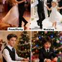 Visaccy Boys Formal Suit Slim Fit Dress Clothes Ring Bearer Outfit Tuxedo Suits,Adjustable Waist (Black, S)