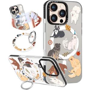 Toycamp for iPhone 16 Pro Max Case Compatible with Magsafe - Cute Design 360 Magnetic Ring Holder Stand Kickstand Funny Dog Girly Pretty Fashion TPU Phone Covers for Women Tenn Girls