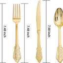 WDF 200 Pieces Gold Plastic Silverware Disposable - 50 Guests Heavy Duty Thanksgiving Gold Plastic Cutlery - Disposable Utensils Includes 100 Forks, 50 Spoons, 50 Knives Perfect for Party/Weeding