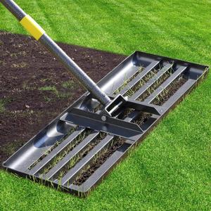 Lawn Leveling Rake - Heavy Duty 30"x10" Stainless Steel Leveler Plate,Reinforced Welds,28-60" Adjustable, Anti Flipping Smooth Edge,for Soil, Dirt,Ground,Yard Top Dressing,Landscaping
