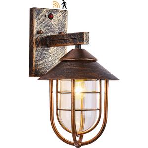 Motion Sensor Outdoor Wall Light Nautical Outside Wall Sconce Dusk to Dawn Exterior Light Fixtures Wall Mount Retro Motion Activated Outdoor Porch Wall Lantern with Oil Rubbed Bronze IP65, 13.39"H*8.27"W*10.34"E