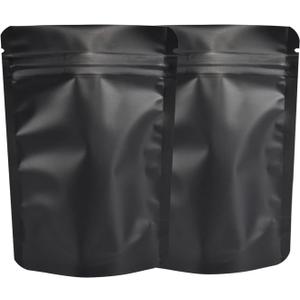 100 Pack Mylar Bag 28 Gram,5.5 Mil Thickness Smell Proof Bag,Stand-up Packaging Pouch,Resealable Foil Food Storage Baggies Safe Material,6x9.3 Inches,Matte Black