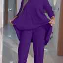 Plus Size 2 Piece Sets for Curvy Women Sexy Fall Long Sleeve Tops Wide Leg Pants Sets Sweatsuits Casual Tracksuits (XXL)