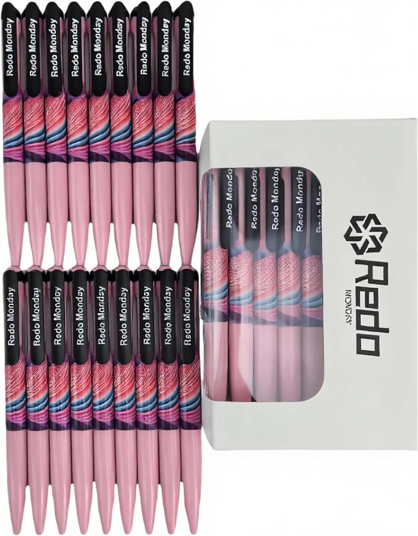 Redo Mondy RM01P18, 18 Count, Gel Ink Rollerball Pens, Black Ink, 0.5mm Bullet Tip, Rotating Eject Mechanism for Smooth Writing, Quick Drying (BlackRM01P18)