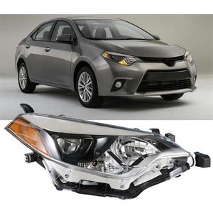 Headlight Front Head Lamp Replacement for Toyota Corolla 2014 2015 2016 Projector Headlight Right Side (Passenger Side)