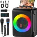 HWWR Karaoke Machine with 2 Microphones, Portable Bluetooth Karaoke Speaker for Adults, Home Party Speaker with DJ Light for Outdoor, Events, Gathering, PA System Support TV Connectivity