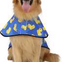 HDE Dog Raincoat Jacket Reflective Adjustable Hooded Pet Poncho Rain Coat with Leash Hole for Small to X-Large Dogs Rubber Ducks - L