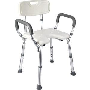U Shower Chair Seat for Senior up to 350lb Capacity with Padded Armrests for Bathtub Slip Resistant Shower Seat Adjustable Height Shower Chair