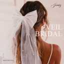 JONKY Bow Veil Bridal Veils Bachelorette Party Hair Clips for Women (Style1)