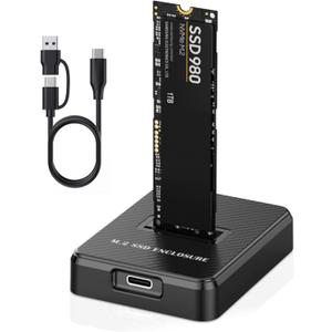 M.2 NVMe & SATA to USB Adapter - USB 3.2 Gen 2 10Gbps External SSD Enclosure, Aluminium Alloy Housing, Supports M.2 (M Key) NVMe & (B+M Key) SATA SSDs, Plug and Play External Storage Solution