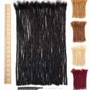 DAIXI 0.6cm Thickness 18 Inch 10 Strands 100% Real Human Hair Dreadlock Extensions for Man/Women Full Head Handmade 0.24Inch Thinner Can Be Dyed and Bleached Soft Dreadlocks with Needle and Comb
