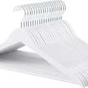 Amazon Basics Durable Wooden Suit Clothes Hangers, White, 20-Pack