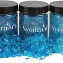 Syedra Crushed Glass for Crafts, Resin Art,Set of 3, Crushed Colored Pieces 3-6mm 1LB (Turquoise)