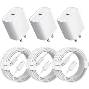 iPhone 16 Charger Fast Charging, 3Pack 20W USB C Fast Charger Plug 10ft USB C to USBC Cable Cord Compatible iPhone 16/16 Pro Max/15 Pro/15 Plus,iPad Air M2 11/13 inch,iPad Pro M4 11/13inch,iPadAir 4/5