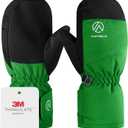 Kids Ski Gloves Waterproof Winter Snow Gloves for Boys Girls Cold Weather Windproof Warm Mittens for Snowboard Sport Outdoor (4-6 years old, Green)