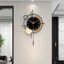 Wall Clock for Living Room Decor Decorative Wall Clock with Pendulum Silent Quartz Battery Operated Black Metal Large Clock for Dining Room,Kitchen,Home,Bathroom,Bedroom,13.8x21.3 in