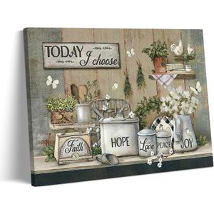 Rustic Kitchen Canvas Wall Art Vintage Farmhouse Wall Decor Picture Still Life Kitchen Poster Dining Room Print Farm Positive Inspirational Painting Artwork for Living Room Home Decoration ,16x24in