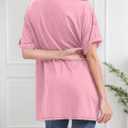 Women Oversized T-Shirt Crew Neck Loose Fit Short Sleeve Tops Summer Casual Blouse Y2K 2025 Basic Top Tees (Pink, M)