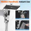MakeFit Filtered Rain Shower Head with Handheld Combo High Pressure 12'' Rainfall Shower Heads & Hidden Detachable Wand Dual Showerhead Water Softener for Hard Water Easy Filter Replacement