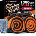 2-Pack Car Drying Towels 24x36 Inch 1300GSM, Twisted Loop Microfiber Cloth for Auto Detailing - Super Absorbent, Lint-Free & Streak-Free for SUV, Truck & Window Gray-Orange