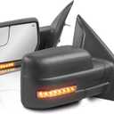 Power Heated Towing Mirror Compatible for 2004-2014 Ford F150 w/Sequential Turn Light Puddle Light Dynamic Streamer Signal Dural Beam (Pair Black)