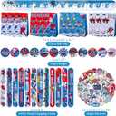 134 PCS Hockey Party Favors Set, 41 Stickers, 12 Goodie Bags,12 Button Badges,12 Slap Bracelets, 12 Tattoo Stickers, 12 Bracelets for Ice Hockey Sports Party Birthday Gift Supplies