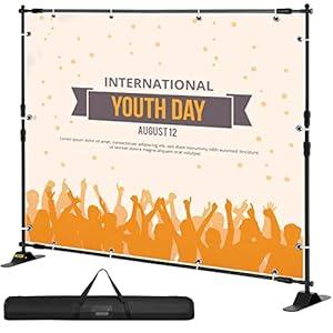 VEVOR Backdrop Banner Stand 8 x 8 Ft Adjustable Height Background Stand Backdrop with 1 Carrying Bag, Backdrop Stand for Parties Wedding Photo Booth Trade Show