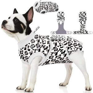 PetWarm Surgery Suit for Dogs Male, Dog Cone Alternative After Surgery, Covers Wounds, Prevents Licking, Fashionable and Protective, Lightweight and Breathable, Leopard Pattern, White, L (Large (Back:16.1-20.1'', Weight:23-48LB))