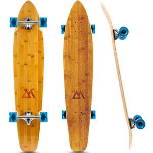Magneto 44 inch Kicktail Cruiser Longboard Skateboard | Bamboo and Hard Maple Deck | Made for Adults, Teens, and Kids (Blue)