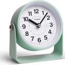 TIMESS Analog Alarm Clock, Silent Non-Ticking Quartz Movement, Battery-Operated with Snooze & On-Demand Light, Easy to Set Gentle Wake Bedside Desk Clock, Ideal for Home, Travel, Office (Green)