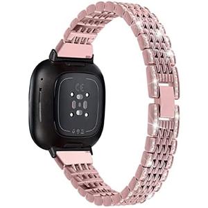 Mtozon Metal Bands Compatible with Fitbit Sense 2/Sense/Versa 4/Versa 3 Watch, Replacement Rhinestone Bling Wristband for Women, Silver Black Rose Gold