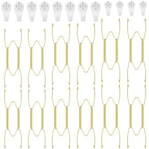 Hotop 12 Pieces Plate Hangers for Wall 8/10/12 Inch Stainless Steel Wire Invisible Plate Hangers Heavy Duty Display Holders with 12 Pieces Hooks for Wall Decorative(Gold)