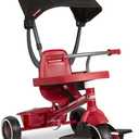 Radio Flyer Pedal & Push 4-in-1 Stroll ' N Trike, Red Tricycle, for Toddlers Ages 1-5, Toddler Bike