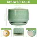 G EPGardening Ceramic Planter - 9 Inch Plant Pot with Drainage Hole and Saucer, Modern Round Planter, Flower Pot for Indoor Outdoor Plants, Garen House Room Decor, Housewarming Gifts, Green