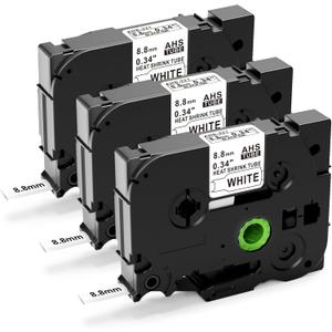 Label KINGDOM HSe-221 Heat Shrink Label Compatible with Brother P Touch Heat Shrink Tubing Label HSe221 8.8mm TZe Shrink Black on White for Wire Cable for Brother PT-P710BT E300 E500 P900, 3-Pack