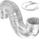 Simple Deluxe 14 Inch 25 Feet Ducting, Non-Insulated Flex Air Aluminum Foil Duct for Dryer Vent Hose, Heating, Cooling, Ventilation, Exhaust, 2 Clamps Included, Silver