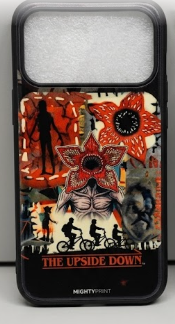 TV Series Theme Graffiti Phone Case for iPhone 17 Pro Max, Black Carbon Fiber Glossy Phone Cases