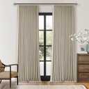 105 Inch Blackout Pleated Curtains for Bedroom Living Room Darkening Linen Textured Pinch Pleat 100% Black Out Thermal Insulated Window Drapes Double Layer Soundproof Curtains 2 Panels Oatmeal Beige, 40"W x 105"L