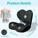 Seat Cushion for Office Chair and Car, Lumbar Support Pillow for Office Chair, Memory Foam Ergonomic Seat Cushion for Long Sitting, Back & Tailbone Pain, Sciatica - Black