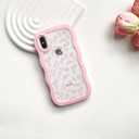 NITITOP Compatible for iPhone Xs Max Case Cute Clear Flower Floral Leave Curly Pink Wave Frame Shape Wavy Shockproof Soft TPU 2 in 1 Protective Phone Cover for Women Girl - Pink
