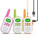 Walkie Talkies for Kids Rechargeable, Easter Basket Essentials Stuffers, Long Range 2 Way Radio, Birthday Gifts for Boys Girls, Family Games Outdoor Hiking Camping, 3-12 Years Old Toys 4 Pack (3 Pack, Pink+Green+Orange)