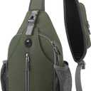 WATERFLY Crossbody Sling Backpack Sling Bag Travel Hiking Chest Bags Daypack (Dark Green)