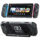 PAWDIARY Glitter Protective Case for Nintendo Switch 2 (2025 Release), Ultra-thin PC New Console & Controller Handle Switch 2 Protector, Scratch-Resistant Design Clear Hardshell Skin