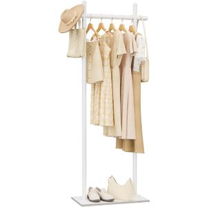 Coat Rack Freestanding with Natural Rock Base, Metal Coat Hanger Stand, Industrial Garment Rack, Clothes Tree, Suitable For Outerwear, Hats, Handbags, 68.9in, White