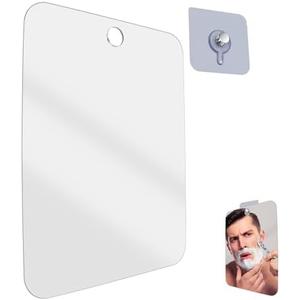 Fogless Shower Mirror for Shaving with Suction Cups, Acrylic Anti-Fog Bathroom Mirror, Lightweight Rectangle Wall Hanging Travel Mirror for Men, No-Fog Shaving Mirror