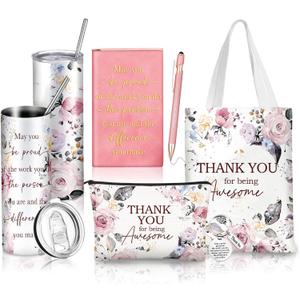 6 Pcs Employee Appreciation Gifts for Women, Thank You Gift Set for Coworker, Staff, Teacher, Nurse, Team Recognition Gifts for Work Anniversary, Farewell, Promotion(Chic Style)