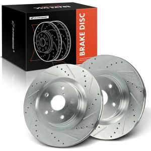 A-Premium 12.44 inch (316mm) Front Drilled and Slotted Disc Brake Rotors Compatible with Select Subaru Models - Forester 2019-2021, WRX 2022, 2-PC Set