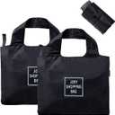 QSYW Foldable Reusable Large Shopping Bag, Washable Waterproof Nylon Pouch Bags, 2 Pcs, black